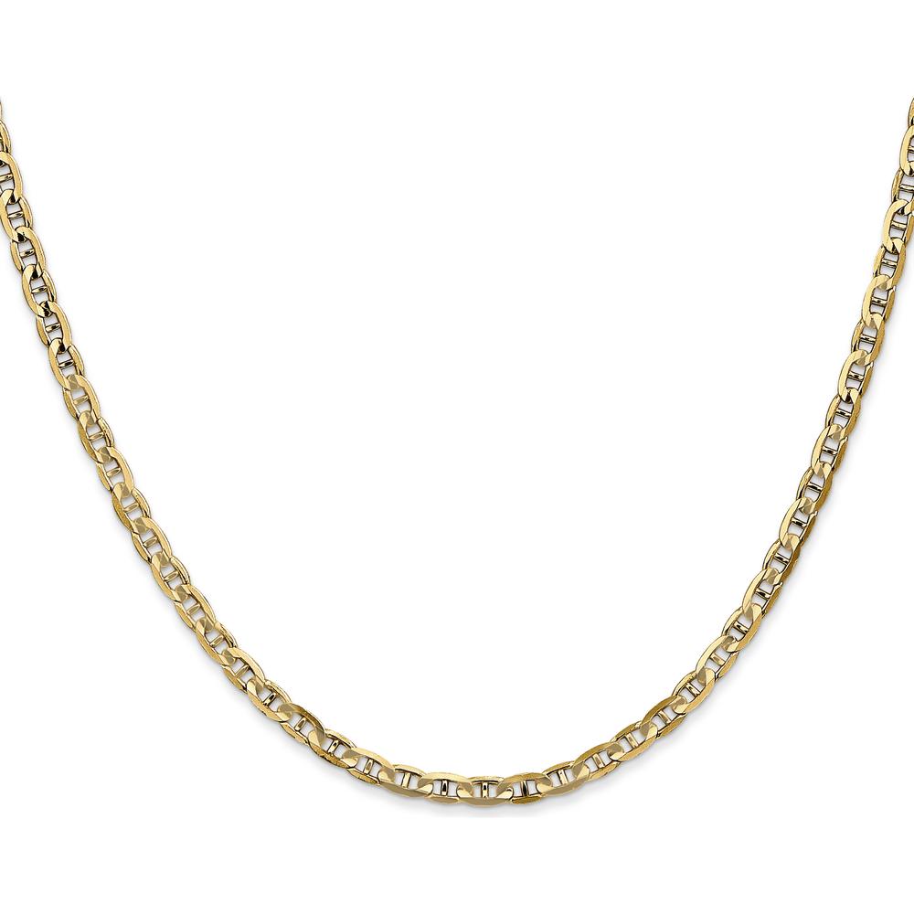 10K Yellow Gold 3mm Concave Anchor Chain Necklace - 22" Length