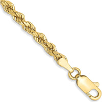 10K Yellow Gold 3mm Diamond-Cut Rope Chain Bracelet - 7", Polished Finish
