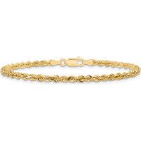10K Yellow Gold 3mm Diamond-Cut Rope Chain Bracelet - 8"