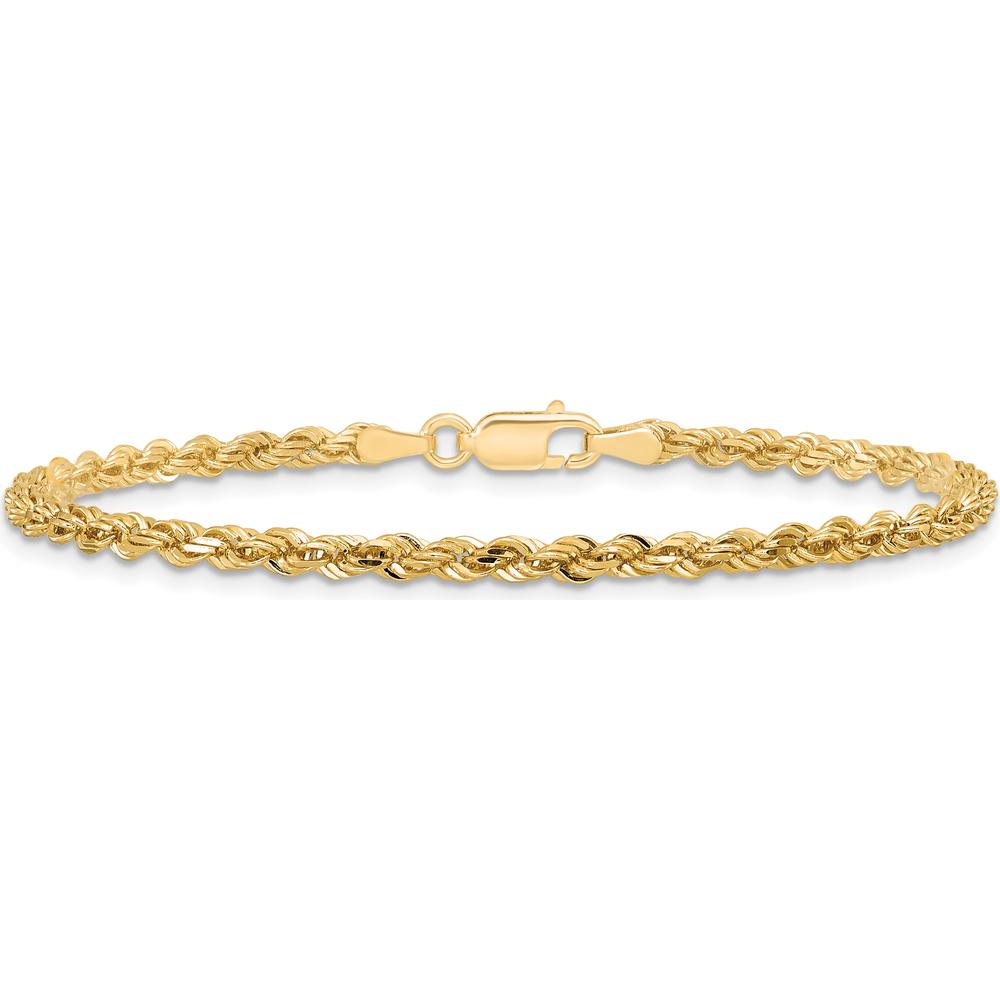 10K Yellow Gold 3mm Diamond-Cut Rope Chain Bracelet - 8"