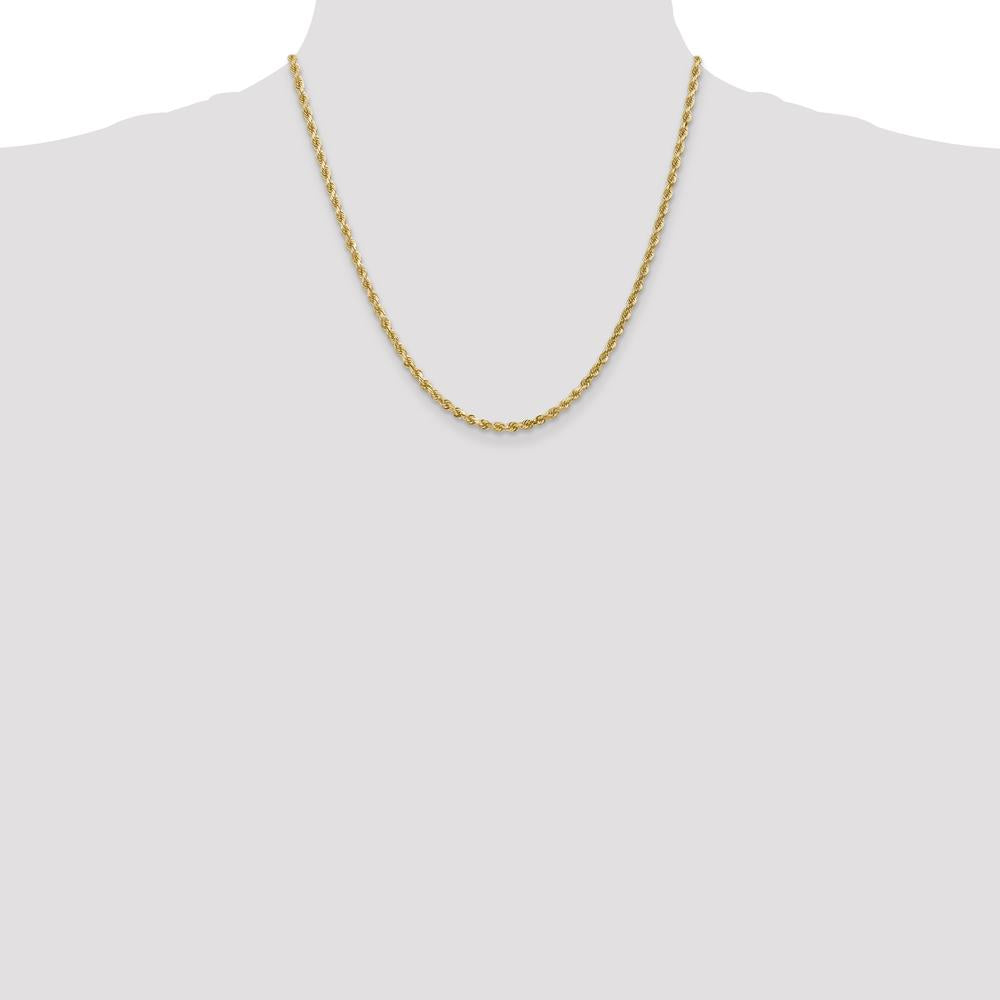 10K Yellow Gold 3mm Diamond-Cut Rope Chain Necklace - 20"