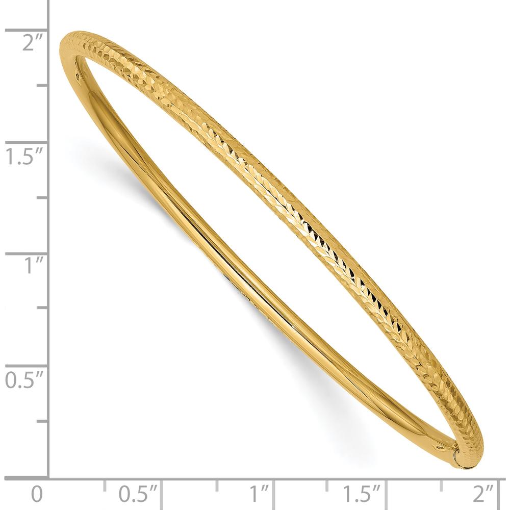 10K Yellow Gold 3mm Diamond-Cut Tube Slip-On Bangle