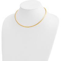 10K Yellow Gold 3mm Domed Omega Necklace - Sleek and Polished Design