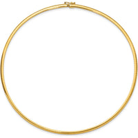 10K Yellow Gold 3mm Domed Omega Necklace - Sleek and Polished Design