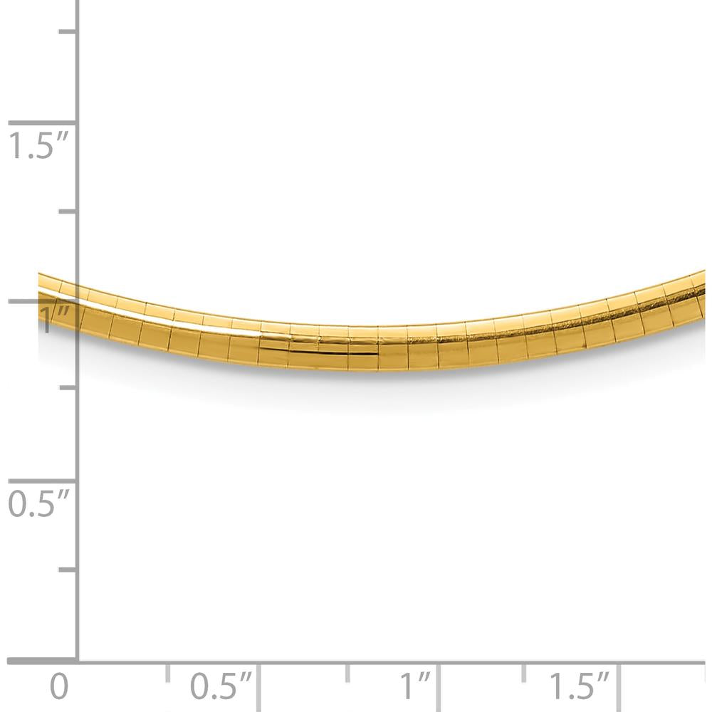10K Yellow Gold 3mm Domed Omega Necklace - Sleek and Polished Design
