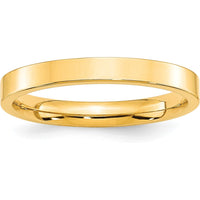 10K Yellow Gold 3mm Flat Comfort Fit Wedding Band - Size 6, Polished Solid Gold, Engravable