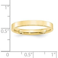10K Yellow Gold 3mm Flat Comfort Fit Wedding Band - Size 6, Polished Solid Gold, Engravable