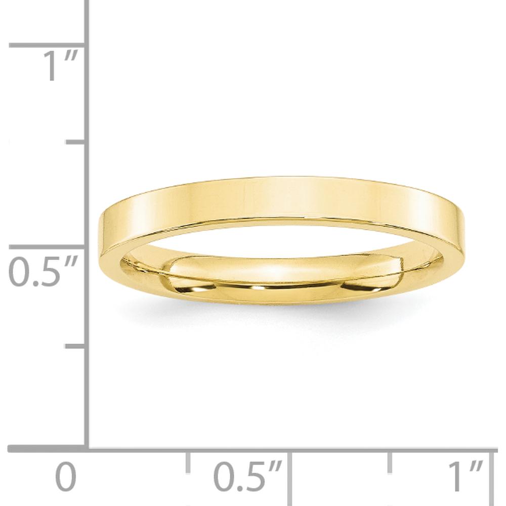 10K Yellow Gold 3mm Flat Comfort Fit Wedding Band - Size 6, Polished Solid Gold, Engravable
