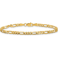 10K Yellow Gold 3mm Flat Figaro Chain Bracelet - 8" Length
