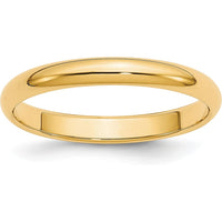 10K Yellow Gold 3mm Half Round Wedding Band - Size 7