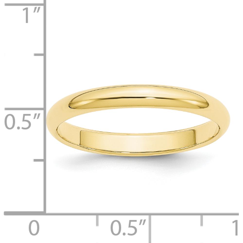 10K Yellow Gold 3mm Half Round Wedding Band - Size 7