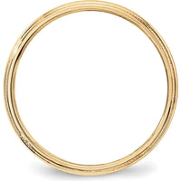 10K Yellow Gold 3mm Half Round Wedding Band with Milgrain Edge