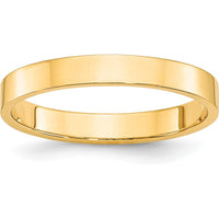 10K Yellow Gold 3mm Lightweight Flat Wedding Band - Size 9