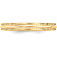 10K Yellow Gold 3mm Lightweight Milgrain Half Round Wedding Band - Size 12.5