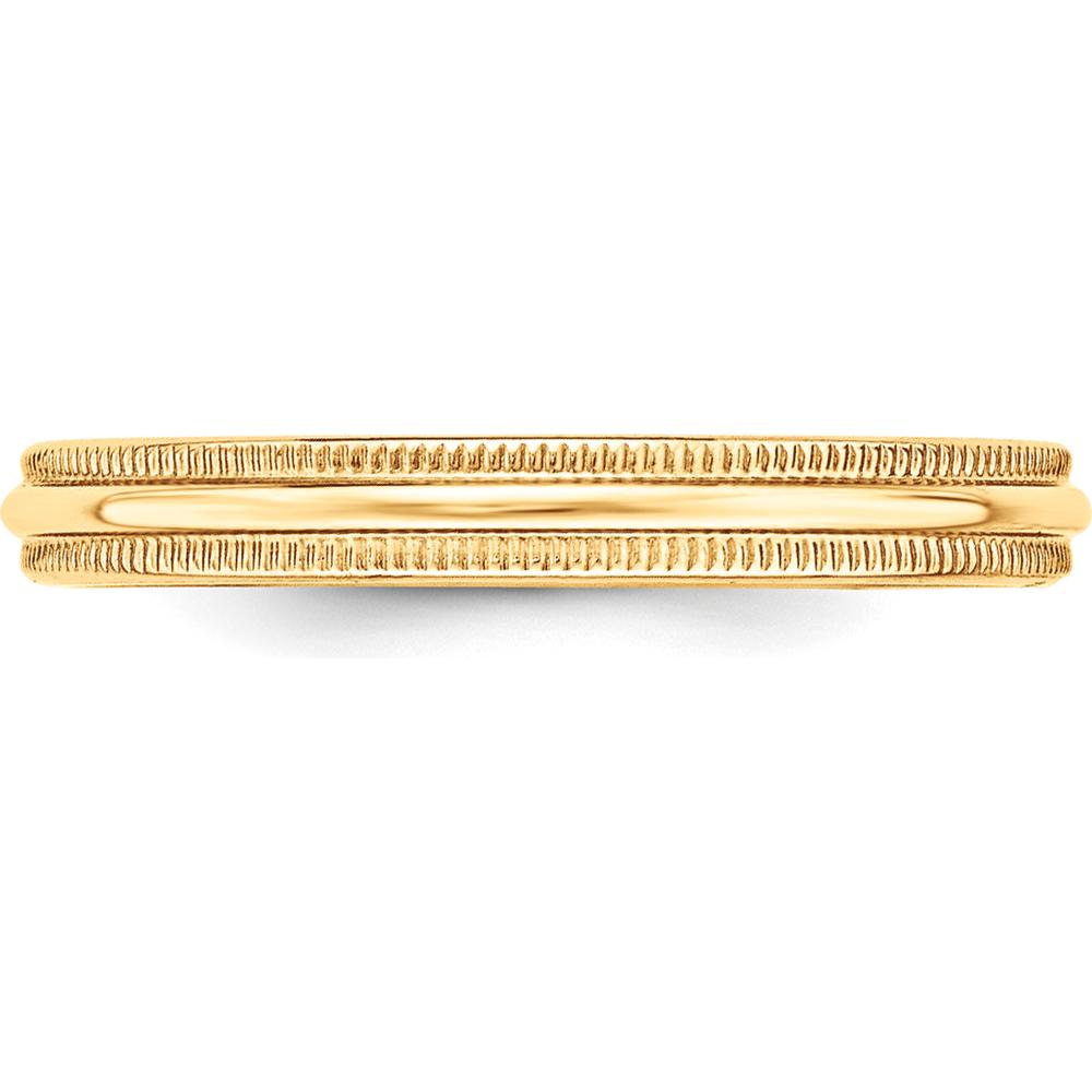 10K Yellow Gold 3mm Lightweight Milgrain Half Round Wedding Band - Size 13