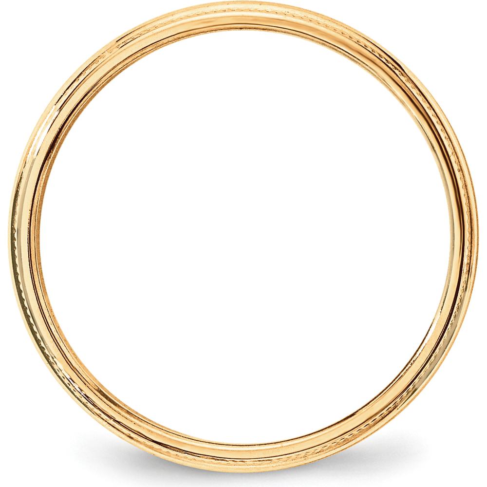 10K Yellow Gold 3mm Lightweight Milgrain Half Round Wedding Band - Size 13.5