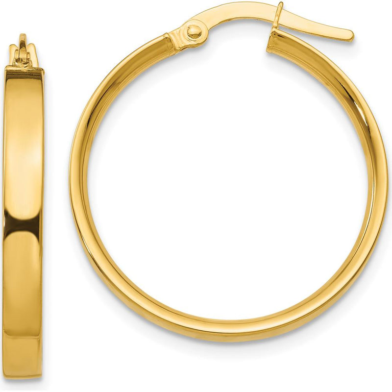 10K Yellow Gold 3mm Medium Hoop Earrings with Polished Finish