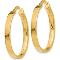 10K Yellow Gold 3mm Medium Hoop Earrings with Polished Finish