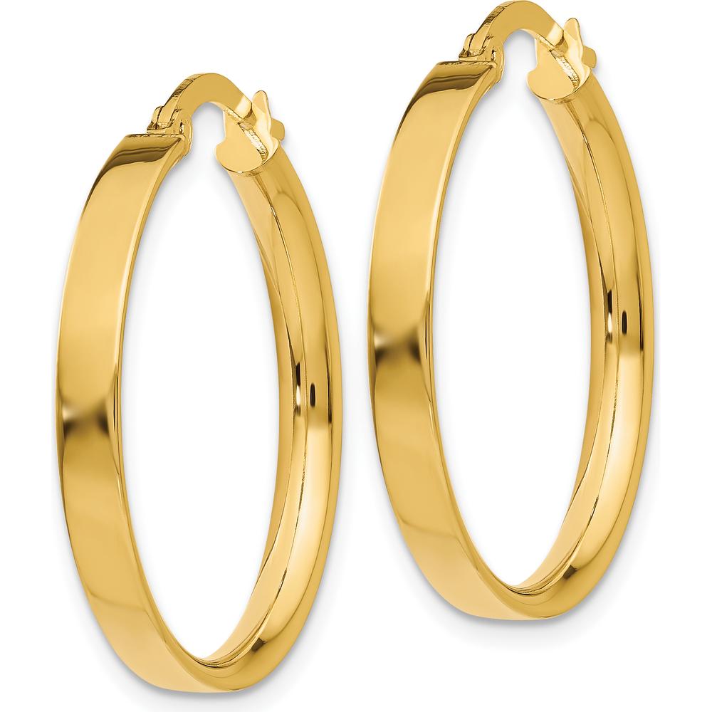 10K Yellow Gold 3mm Medium Hoop Earrings with Polished Finish