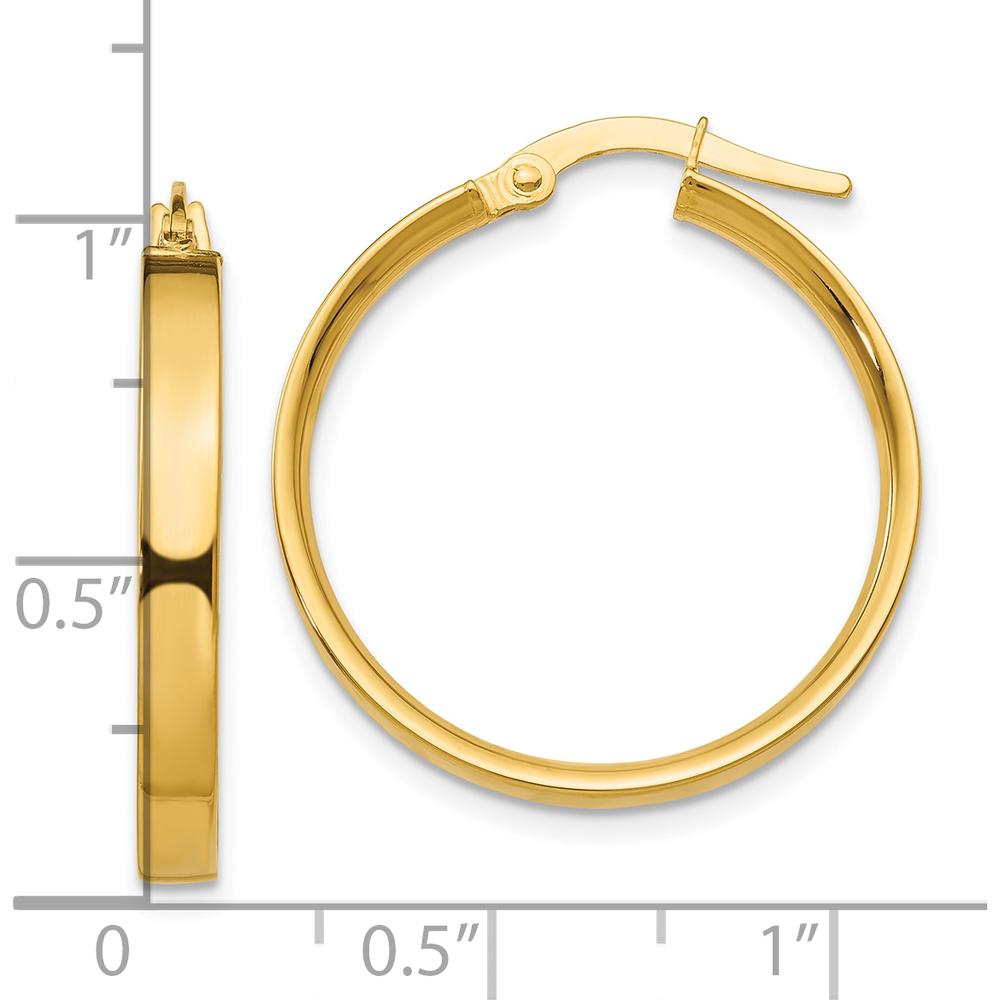 10K Yellow Gold 3mm Medium Hoop Earrings with Polished Finish