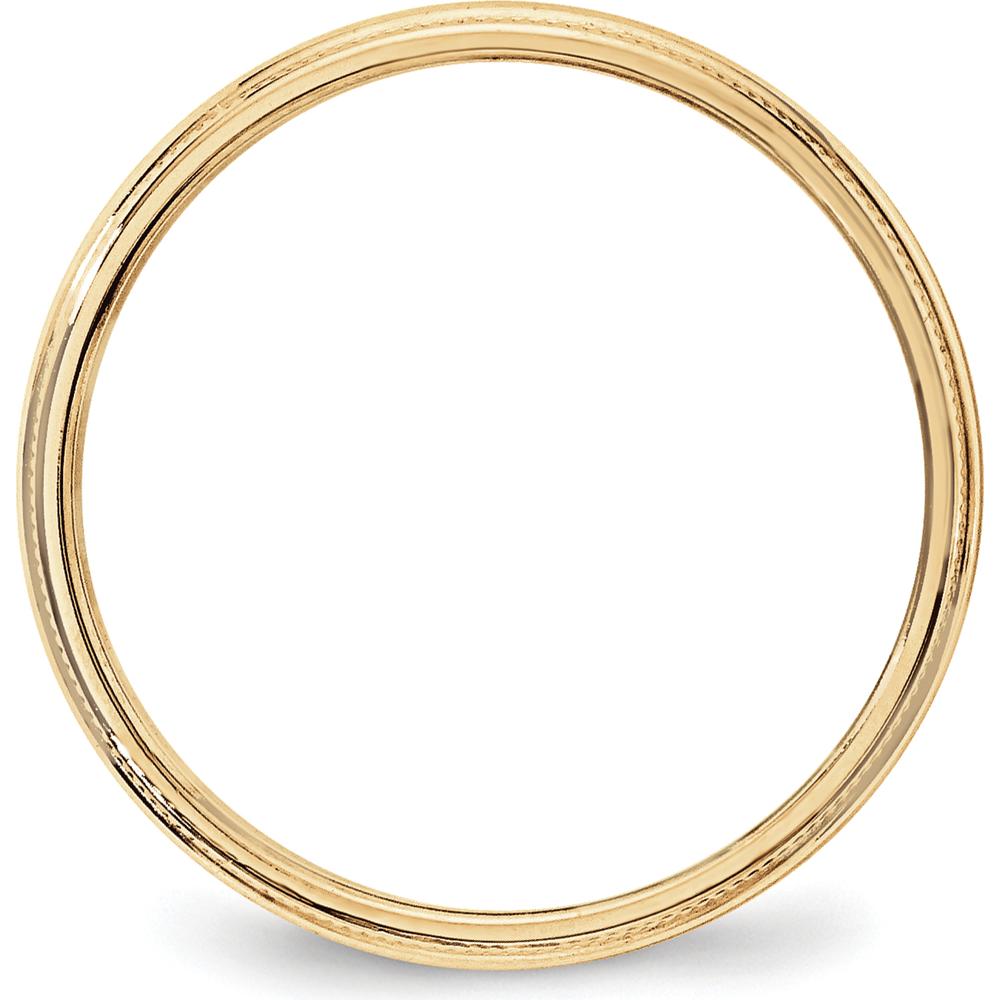 10K Yellow Gold 3mm Milgrain Half Round Wedding Band - Size 8