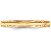 10K Yellow Gold 3mm Milgrain Half Round Wedding Band - Size 8