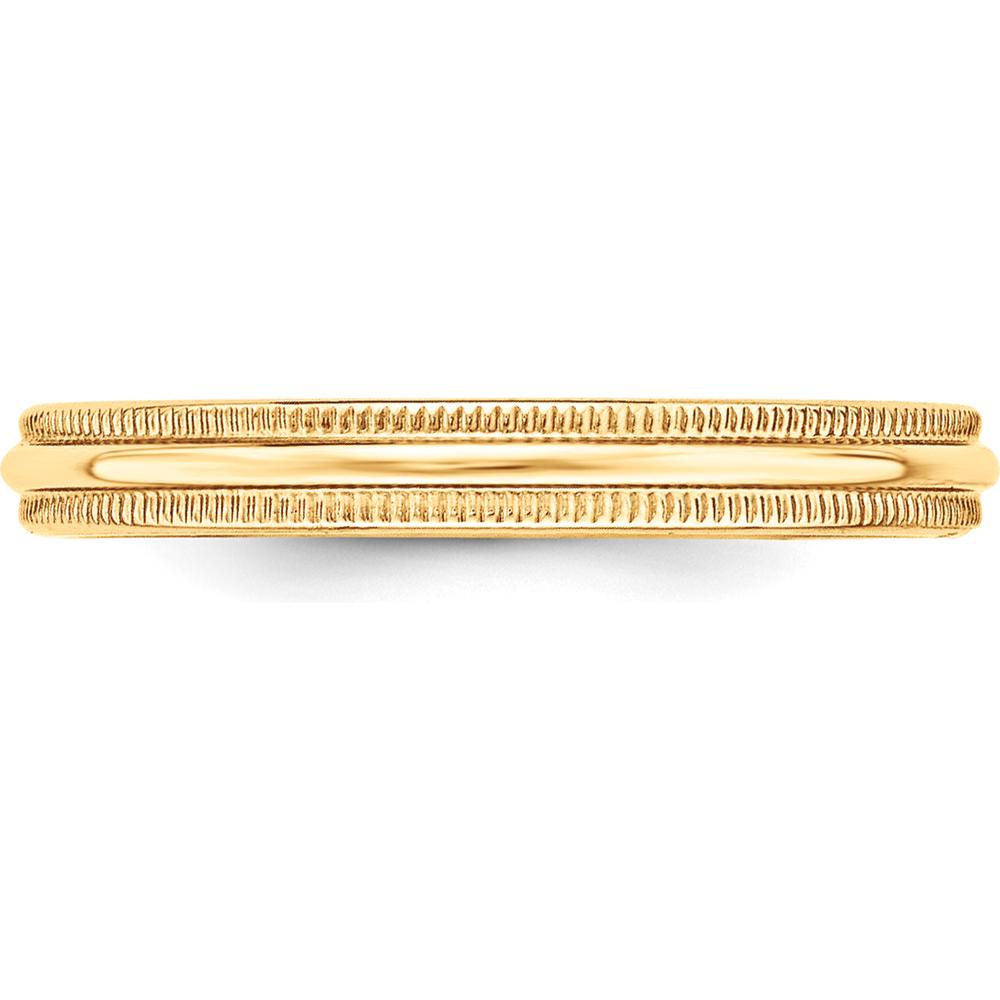 10K Yellow Gold 3mm Milgrain Half Round Wedding Band - Size 8