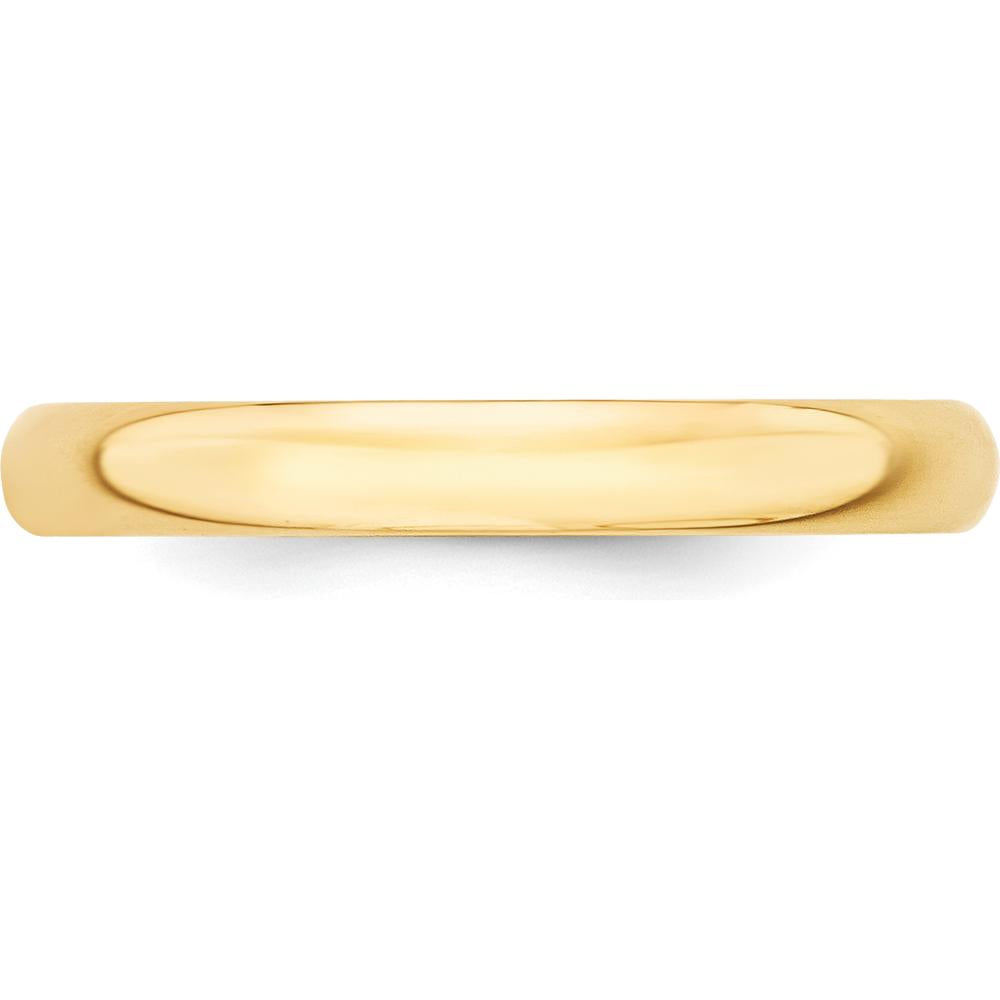 10K Yellow Gold 3mm Polished Half Round Lightweight Wedding Band - Size 11.5