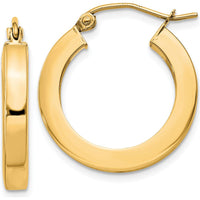 10K Yellow Gold 3mm Polished Square Hoop Earrings