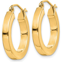 10K Yellow Gold 3mm Polished Square Hoop Earrings