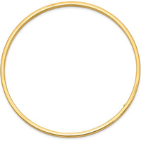 10K Yellow Gold 3mm Polished Square Tube Slip-on Bangle - 8" Length