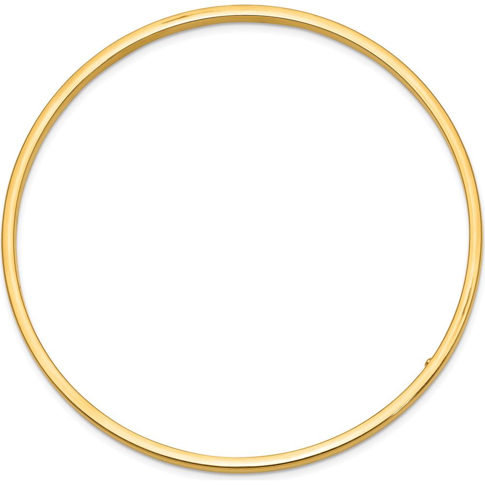10K Yellow Gold 3mm Polished Square Tube Slip-on Bangle - 8" Length