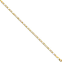 10K Yellow Gold 3mm Solid Double Link Charm Bracelet - 8" Length