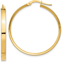 10K Yellow Gold 3mm XL Hoop Earrings with Polished Finish - 33mm Length