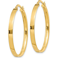 10K Yellow Gold 3mm XL Hoop Earrings with Polished Finish - 33mm Length
