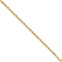 10K Yellow Gold 4.25mm Diamond-Cut Rope Chain Bracelet - Polished Finish, Lobster Clasp