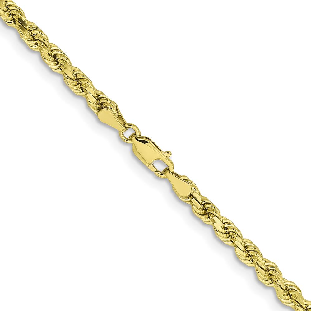 10K Yellow Gold 4.25mm Diamond-Cut Rope Chain Necklace - 24" Length