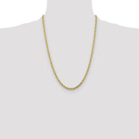 10K Yellow Gold 4.25mm Diamond-Cut Rope Chain Necklace - 24" Length