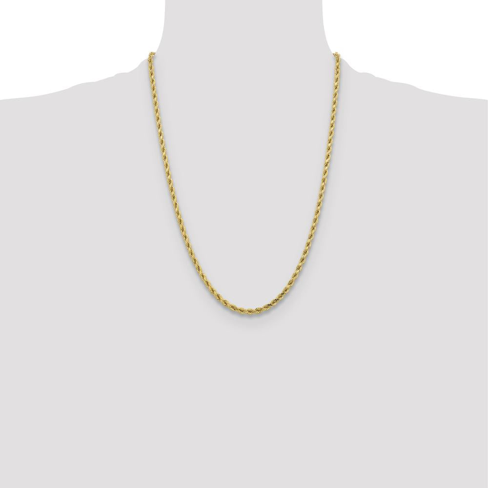 10K Yellow Gold 4.25mm Diamond-Cut Rope Chain Necklace - 24" Length