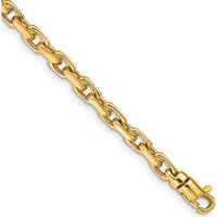 10K Yellow Gold 4.2mm Hand-Polished Fancy Link Bracelet - 9"