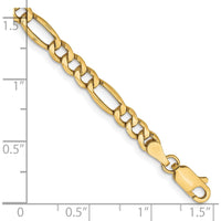10K Yellow Gold 4.2mm Semi-Solid Figaro Chain Bracelet with Lobster Clasp - 7"