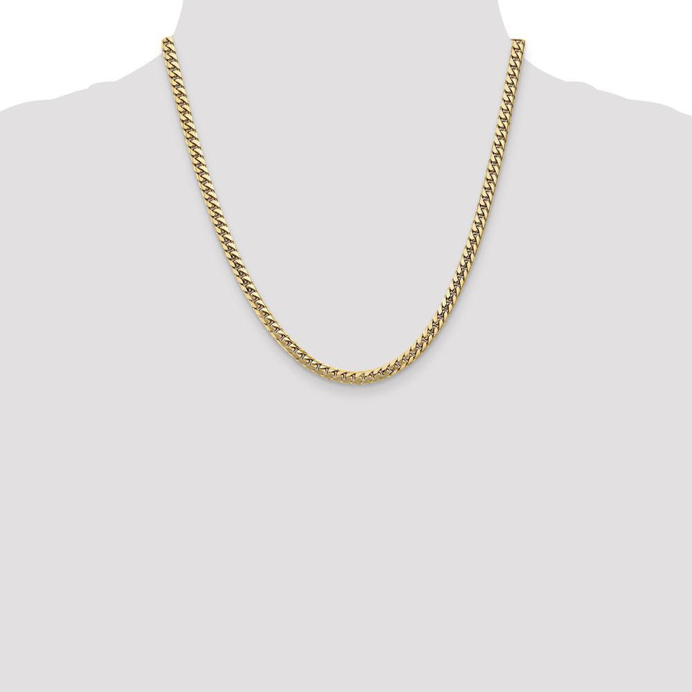 10K Yellow Gold 4.3mm Solid Miami Cuban Chain Necklace - 20"
