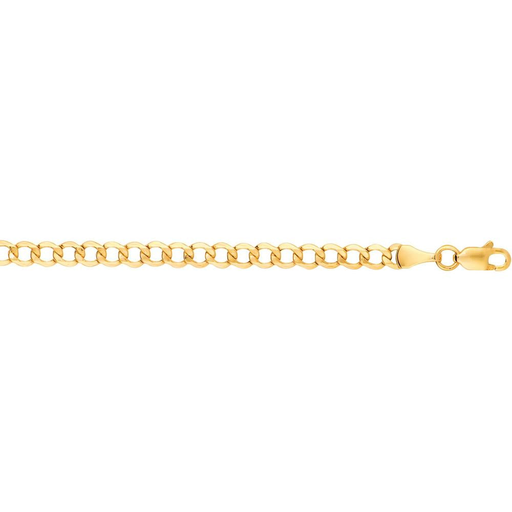 10K Yellow Gold 4.4mm Lite Comfort Curb Chain with Diamond Cut Finish - 20" by Orozza Fine Jewelry