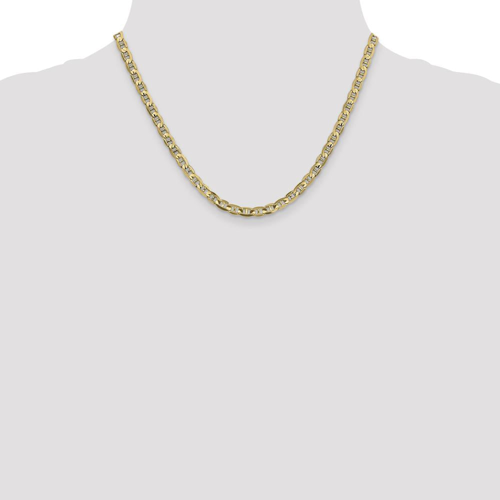 10K Yellow Gold 4.5mm Concave Anchor Chain Necklace - 18-Inch