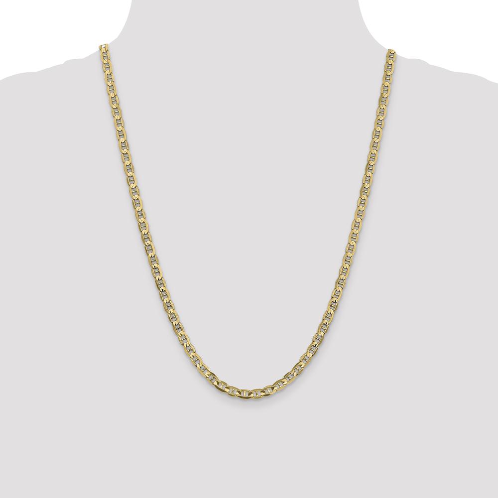 10K Yellow Gold 4.5mm Concave Anchor Chain Necklace - 24"