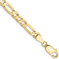 10K Yellow Gold 4.5mm Concave Open Figaro Chain Bracelet - Polished Finish, Lobster Clasp