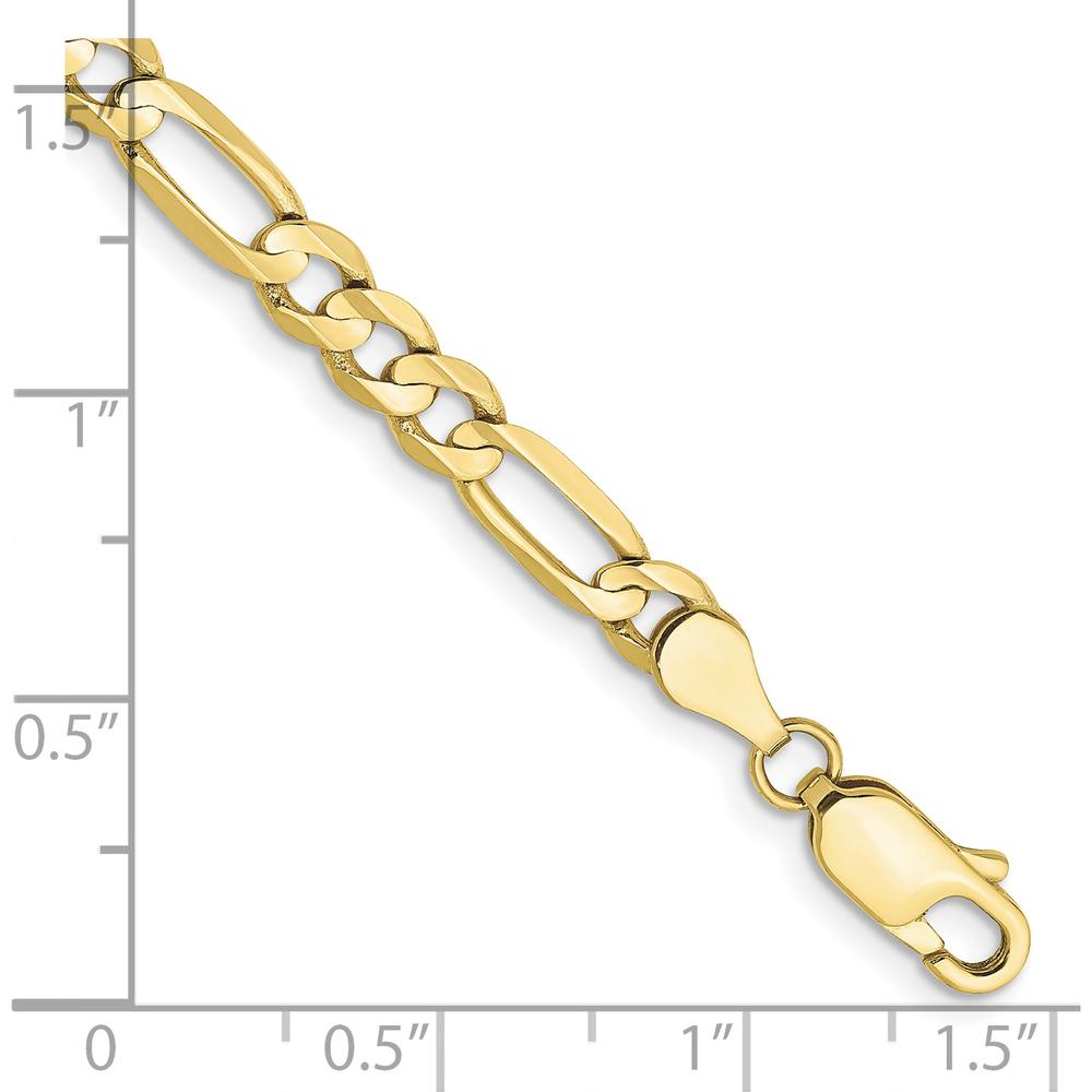 10K Yellow Gold 4.5mm Concave Open Figaro Chain Bracelet - Polished Finish, Lobster Clasp