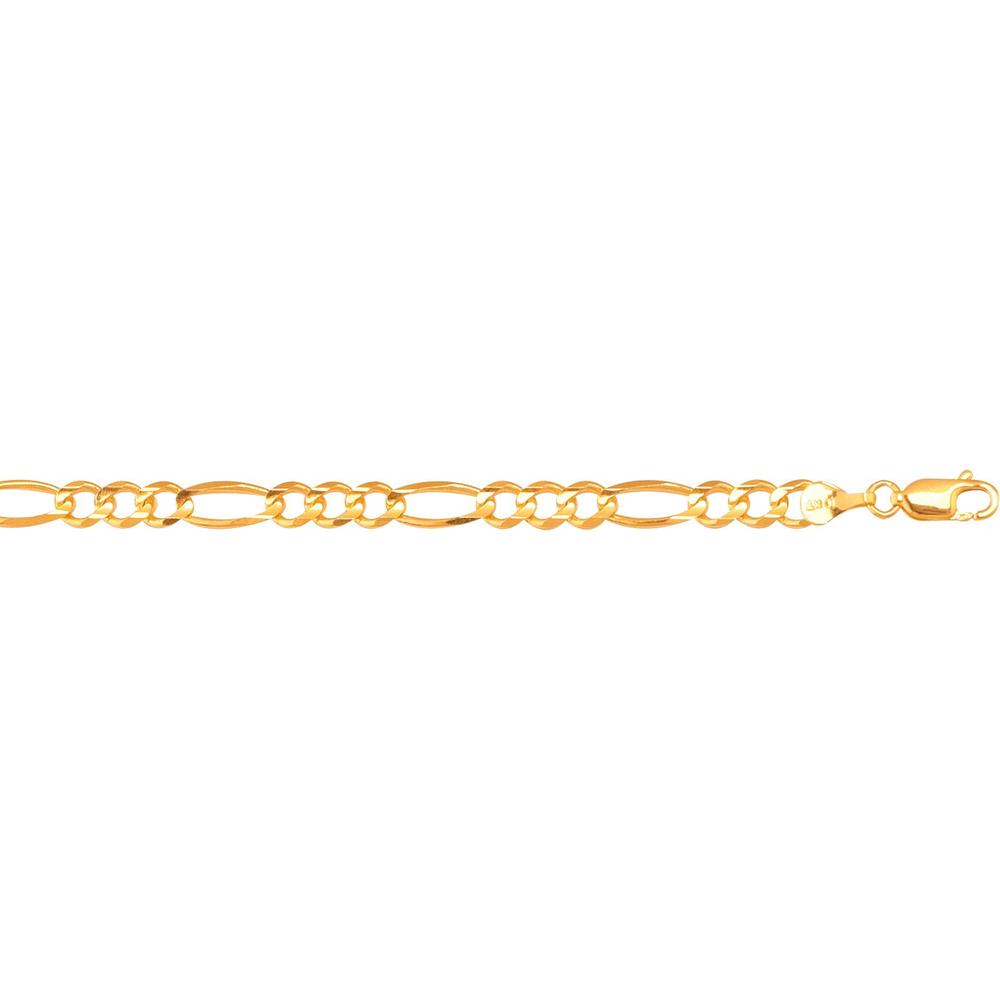 10K Yellow Gold 4.5mm Diamond Cut Figaro Chain Necklace - 22" by Orozza Fine Jewelry