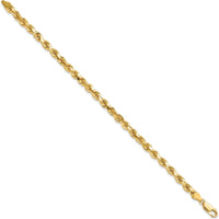 10K Yellow Gold 4.5mm Diamond-Cut Rope Chain Bracelet - 8"