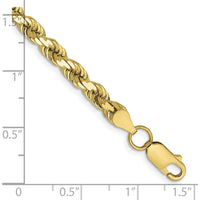 10K Yellow Gold 4.5mm Diamond-Cut Rope Chain Bracelet - 8"